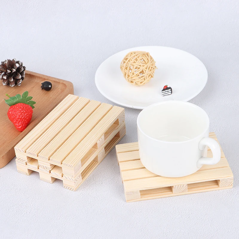 1pc 12*8*2cm mini drevené palety nápojové dráhy Izolačná podložka pohár čajovej dráhy rohož matk