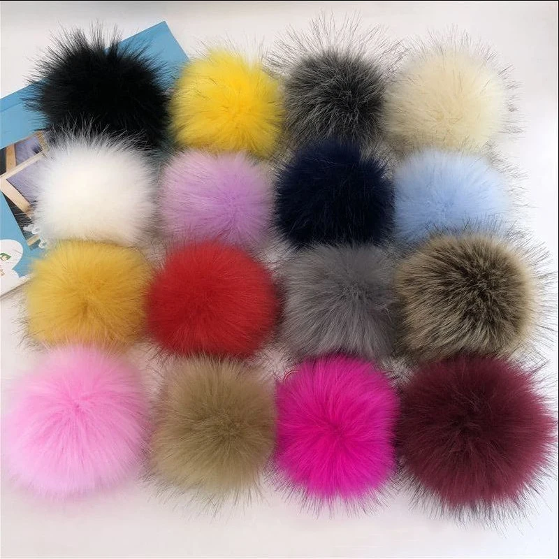 1pc 12cm Fluffy Faux Fur Pompom s elastickým gumovým pásom Artificial Fur Pom pom pre odevné vrecko DIY Šijacie príslušenstvo