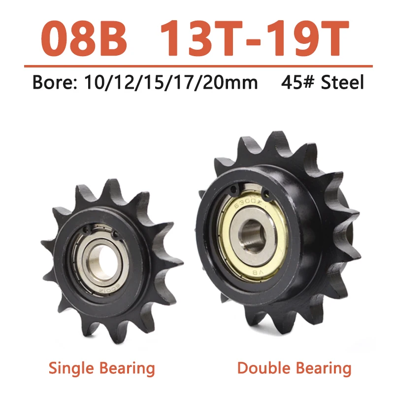 1pc 13T-19T 08b ozubené koleso s ložiskom 13 15 17 19 zuby voľnobežný reťazový reťaz