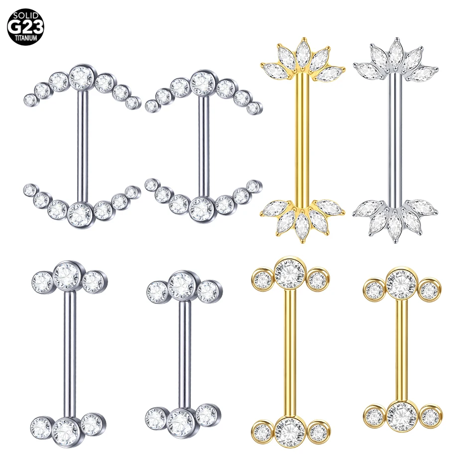 1pc 14 mm 16 mm bradavka Piercing Titanium Cz Crystal Sexy bradavka štít prsteň klince Barbell Body prepichnuté šperky na hrudi