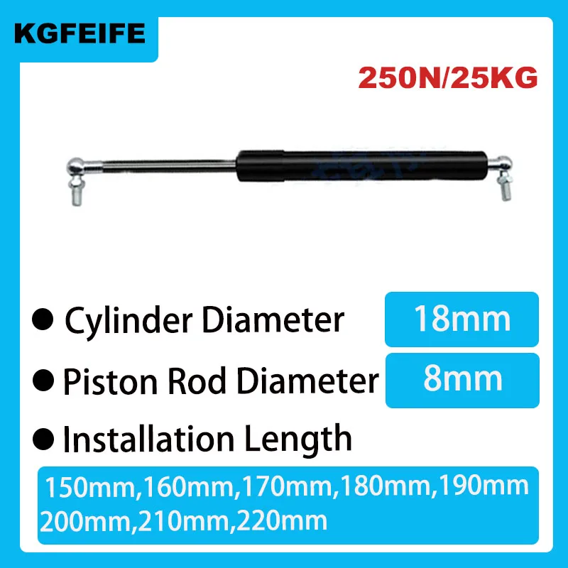 1pc 150 mm 220 mm 25 kg/250n automobilový hydraulický výťah podporný plyn Hydraulický jarný záves kuchyn
