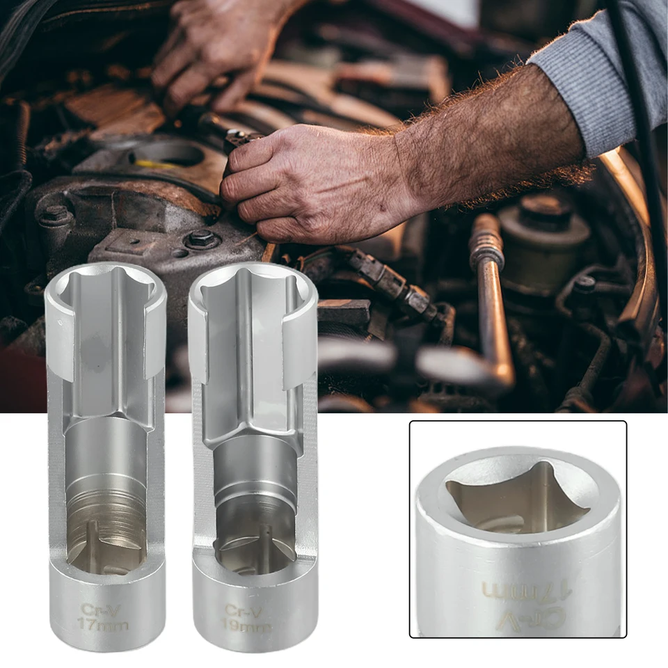 1pc 17/19 mm kyslíkový senzorový zásuvkový kľúče kľúče palivo Injector Pipe Hexagonal Otváracie odstránenie rukávov inštalácia náradia Prístup automobilu