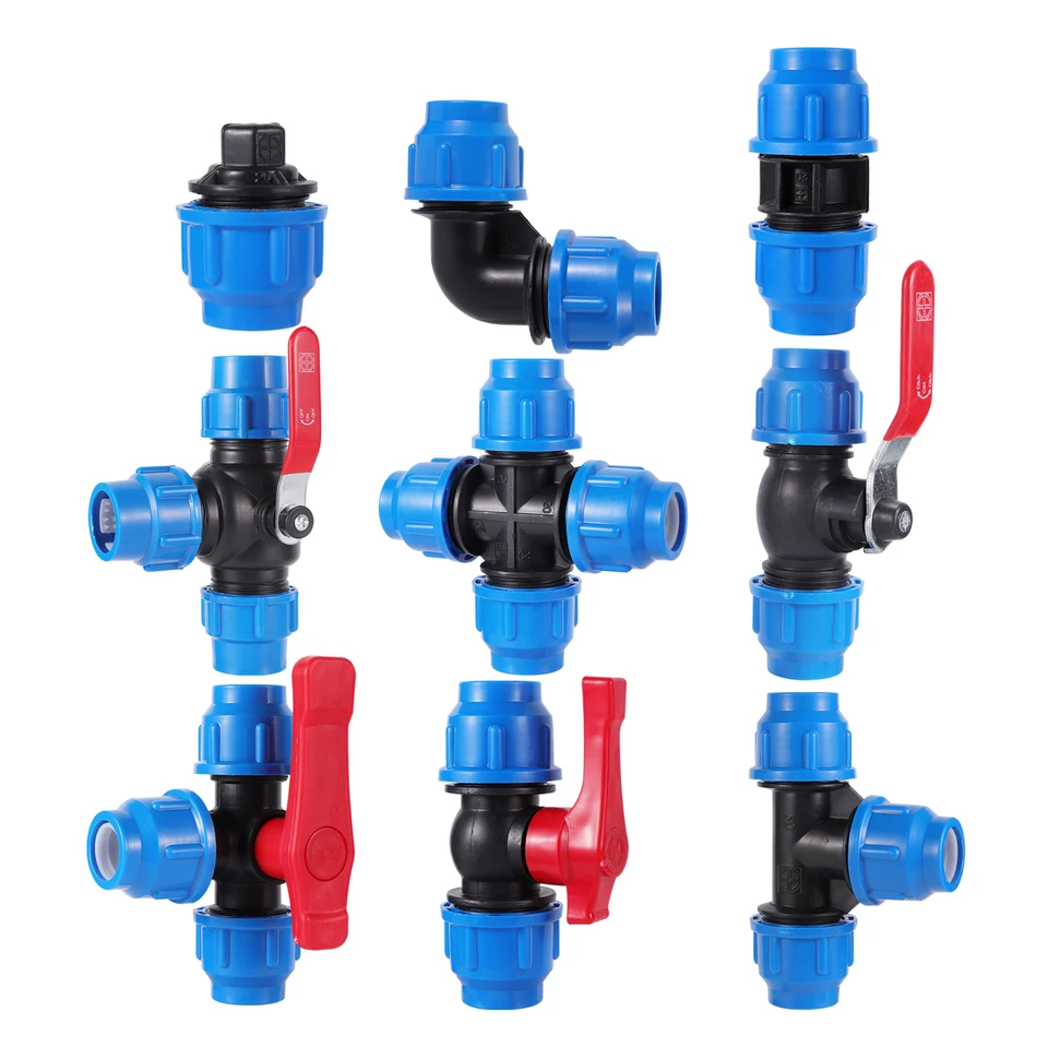 1pc 20/25/32/40/50 mm PVC PE Tube Trubová voda Splitter Plastický plastický rýchly ventil Konektor poľnohospodárstva