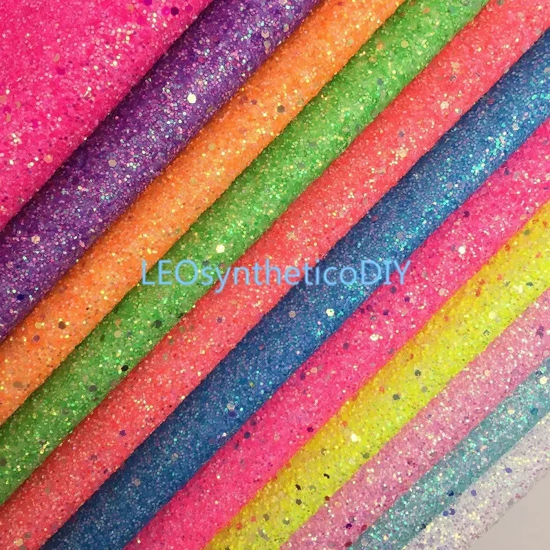 1pc 21x29cm Neon Chunky Glitter Leather s mäkkou bavlnou na výrobu lukov leosyntheticodiy r2002a