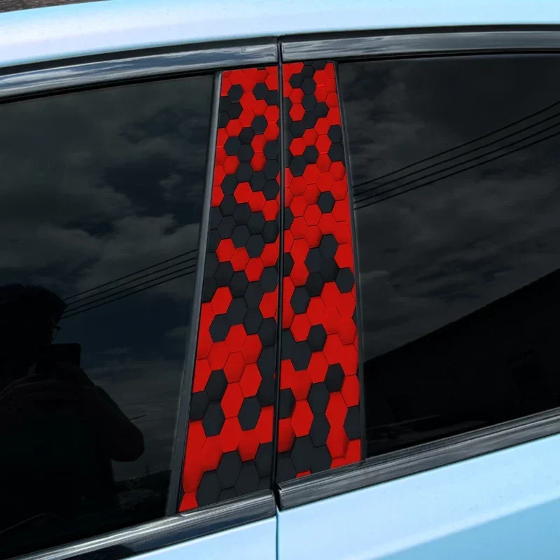 1pc/2ks 3D efekt Červené a čierne nálepky na automobily Auto tetovanie B stĺp vodotesný stĺp