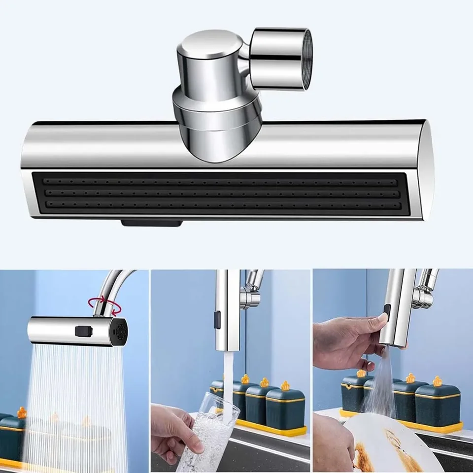 1pc 3-v-1 kuchynský vodopád Faucet Extender s otáčaním 360 °, vhodné na čistenie ovocia, zeleniny a riadu