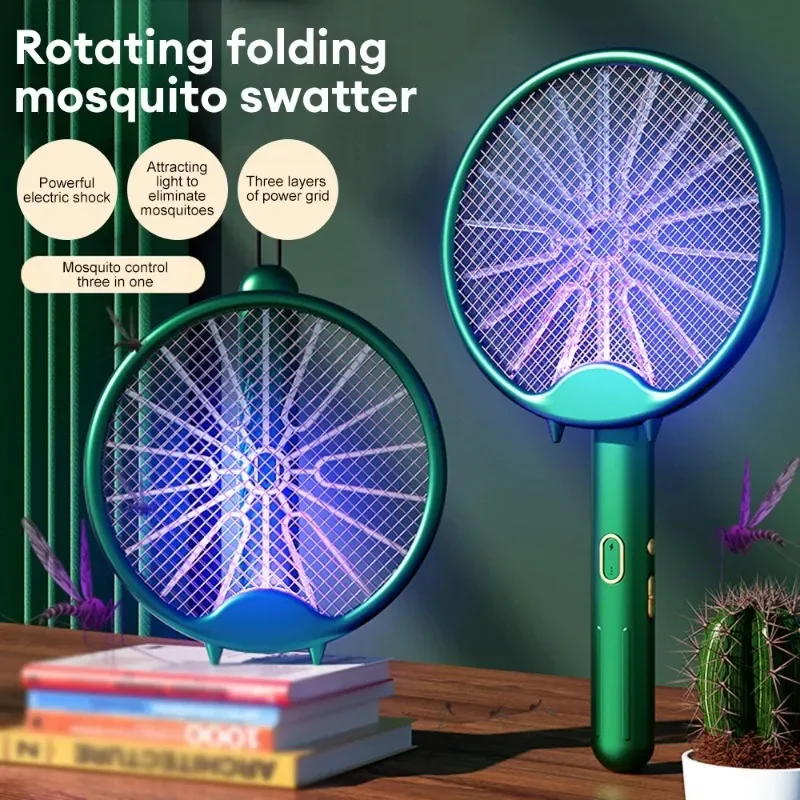 1PC 3000V Elektrická raketa proti komárom Killer Lamp nabíjajúcej sa nabíjateľná skladacia swatter Swatter Swatter Swatter Swatter Mosquito Trap Dropship