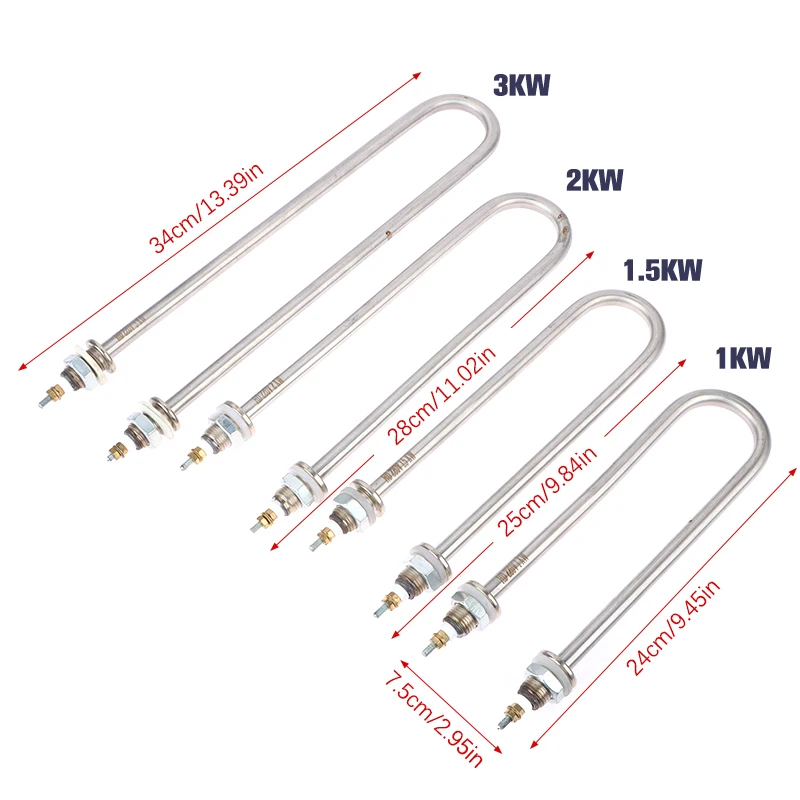 1pc 304 z nehrdzavejúcej ocele U typ 220V Elektrické tepelné potrubie U-tvape Vyhrievací prvok U Typ Truby Trubová vykurovacia trubica 1 kW/1,5 kW/2KW/3KW Nový