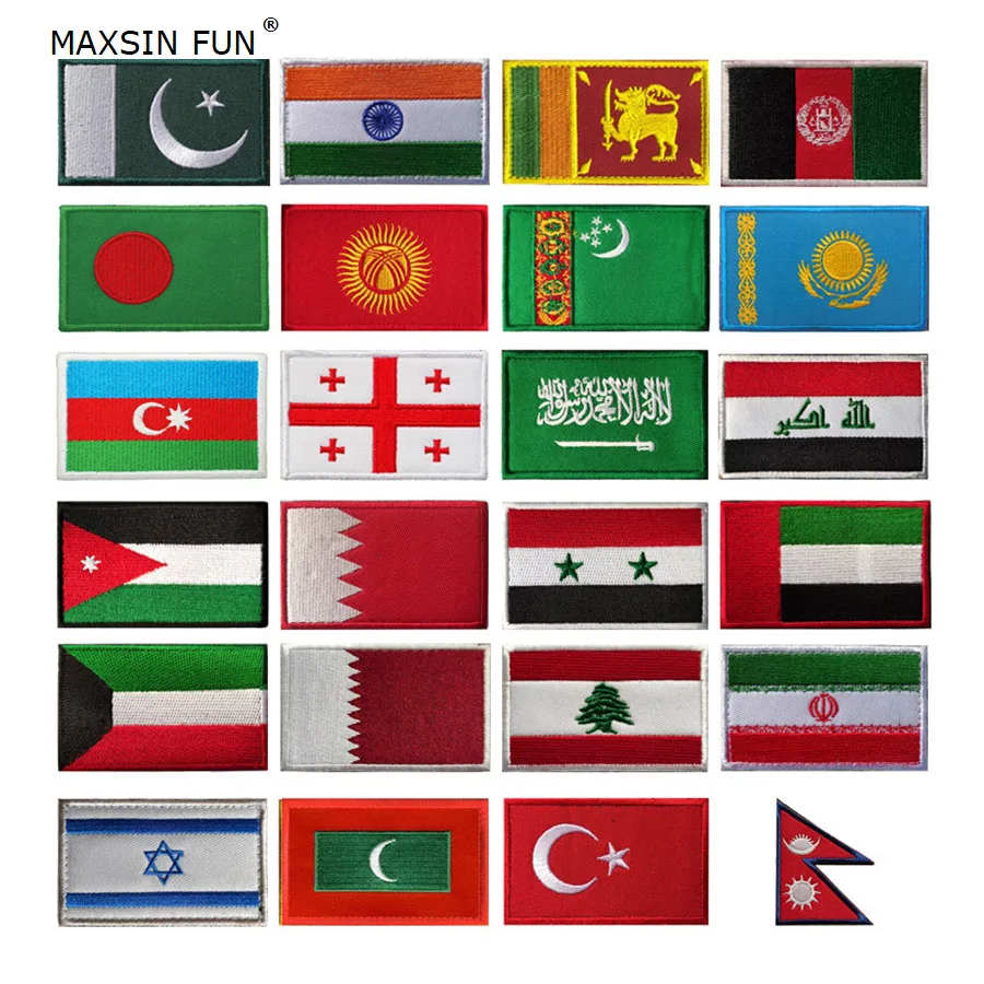 1pc 3d Blízky východ a južná Ázia krajina Pakistan India Iraq Libanon Flag Patches Patches Armband Batoh Setlepers Odznak oblečenia