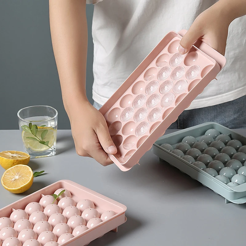 1pc 3d okrúhla ľadová kocka podnos s vekom plastový diamantový sférický štýl ľadová forma DIY formy ľadové gule Maker kuchynské náradie
