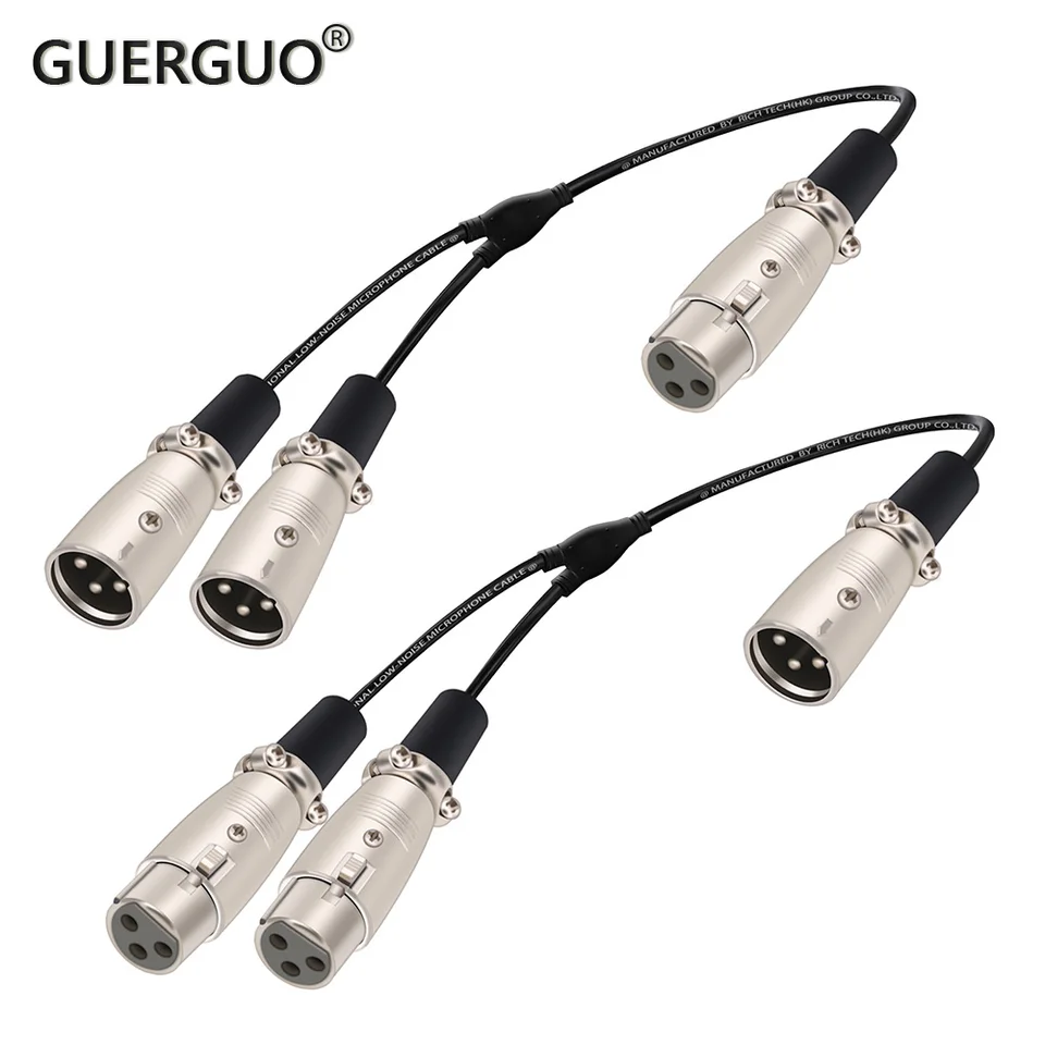 1pc 3pin xlr y splitter kábel, samica až duálny samec, 1 samec až 2 samica adaptéra pre mikrofónový mixér zosilňovača 0,3 m 0,5 m