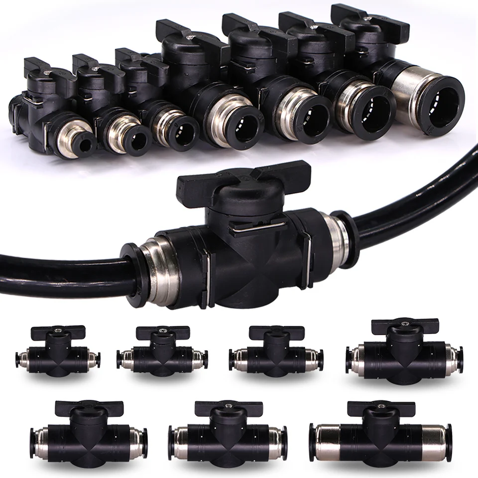 1pc 4-16 mm z nehrdzavejúcej ocele Guľový ventil hadicový adaptér sklzový zámok Rýchlo vloženie konektora zatvorené zastavenie hydropneumatických trubíc