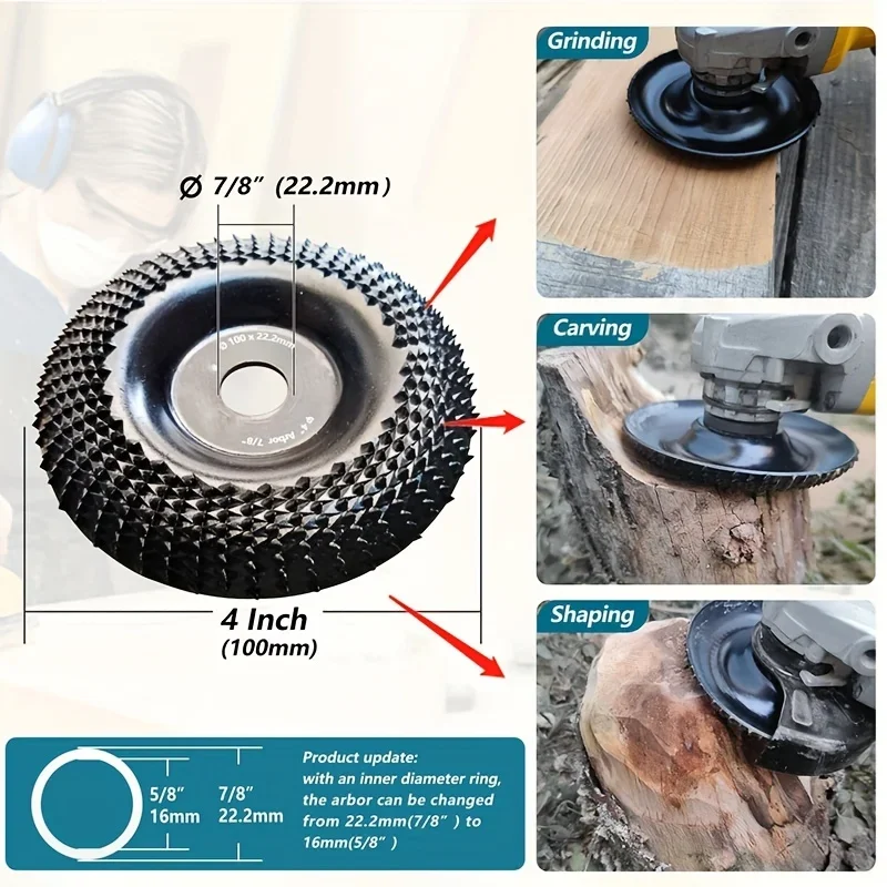 1pc 4 palcový kolesový drvené koleso, koleso tvarujúce drevo, brúsenie kolesa Abrazívny disk pre drevené práce