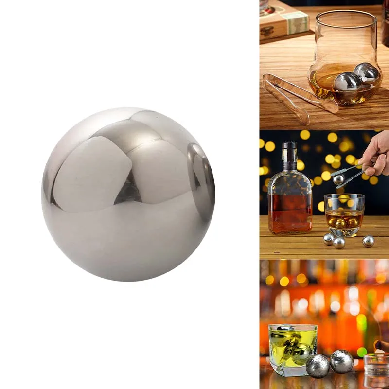 1pc 55 mm okrúhla guľatá s jednou guľatou guľa Single 304 z nehrdzavejúcej ocele zmrzlina whisky kovové kocky ľadu kreatívny bar ľadový tatár