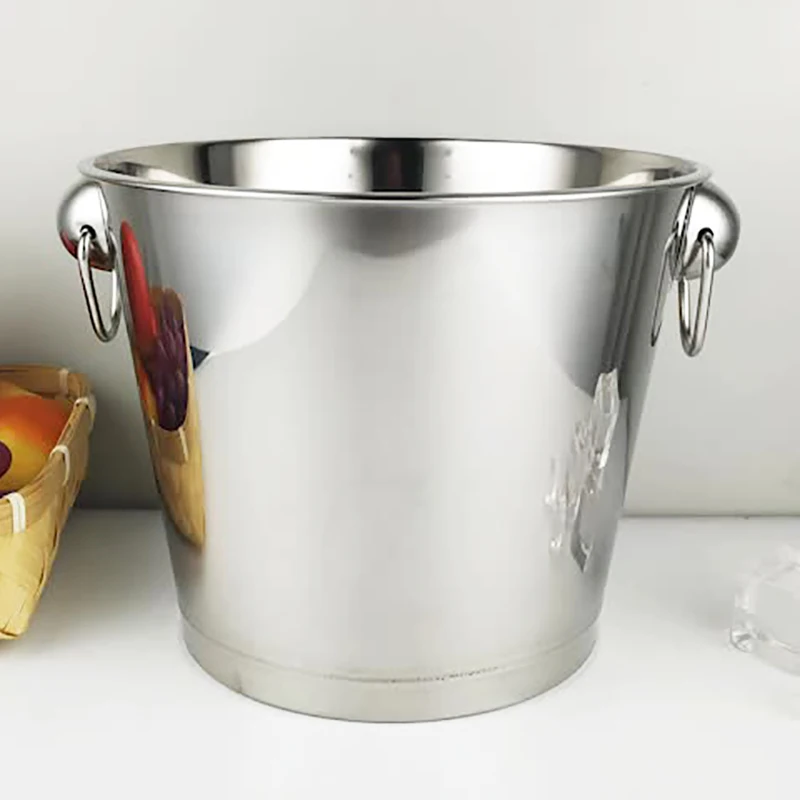 1PC 5L z nehrdzavejúcej ocele Buck Bar Bar Champagne Bucket Beer Pivné vedro Zhruba Červené víno Prenosné prenosné dvojkruhové ľadové vedro