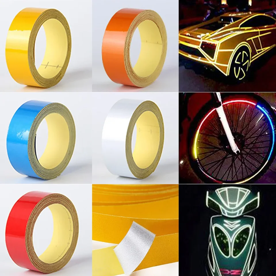 1pc 5m*2cm reflexný pruh pásky vozidlo Motocykel bicykel Rim Stripe páske páske dekoratívne červené/kúsok/žltá/modrá/oranžová