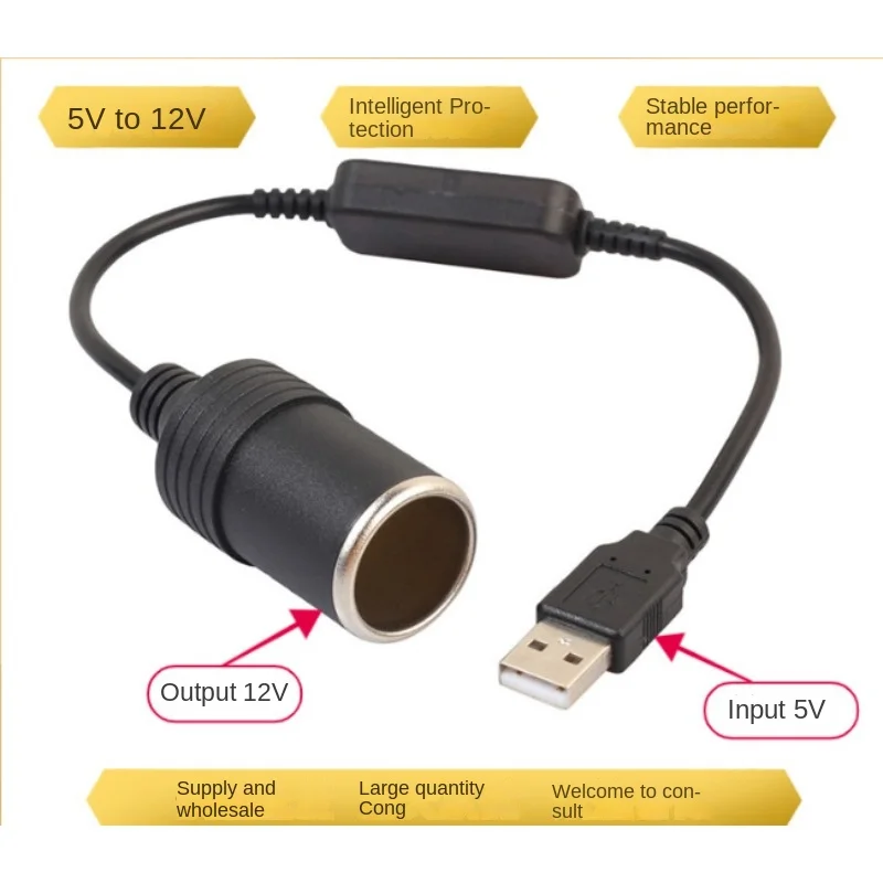 1PC 5V 2A USB až 12V Cigaret Svetžná zásuvka USB Muž do samíc Cigareta Spater Adapter Prevodník automobilu Elektronické príslušenstvo