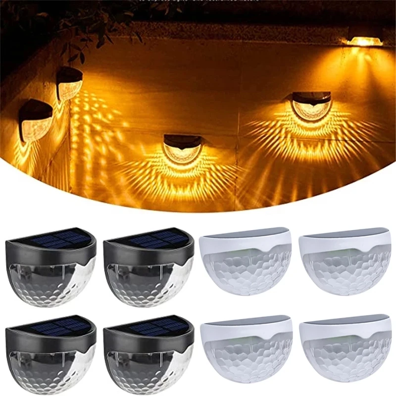 1PC 6LEDS Solar Wall Light Svetlo polkruh Energie žiarovky biele/teplé svetlo záhradné nádvoria Koridorové dekorácie svetlá