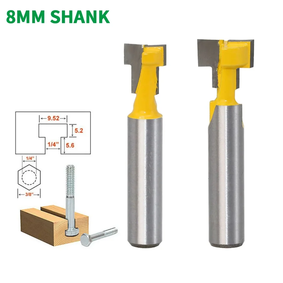 1pc 8 mm driemka na drážku mletia drevené rezbárske drevo T-slot frézka pre drevený smerovač bit 1/4 
