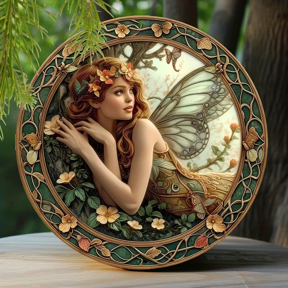 1pc 8x8 palca Spring Metal Sign Kitchen Kitchen Window ošetrenia okrúhly znak Darčeky Darčeky Spring Fairy Dekorácia
