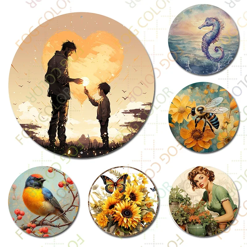 1pc 8x8inch (20x20cm) okrúhle hliníkové znamenie Deň otcov