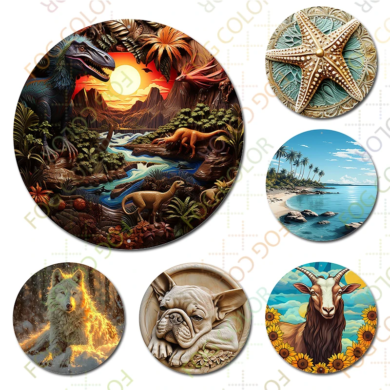 1pc 8x8inch (20x20cm) okrúhle hliníkové znamenie vtipné dekorácie dinosaura Kovová značka pre kuchynskú kaviareň kaviareň