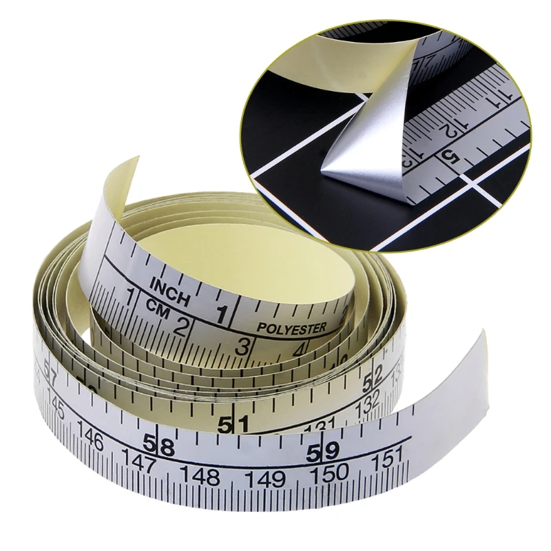 1pc 90/151 cm samovelí metrické meranie pásky Vinyl strieborný pravítko pre šitie strojovej nálepky