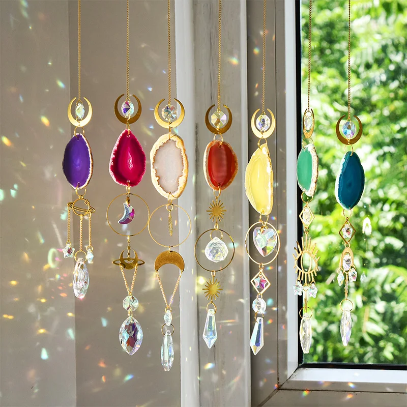 1pc agát Sun Catcher veterný zvonkohradný prívesok Vnútorné a vonkajšie dekorácie veterný zvonkohový dúh