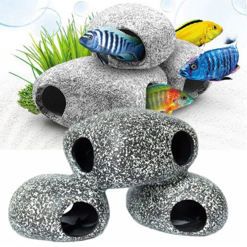 1pc akvárium Cichlid Stone Ceramic Rock Cave akvárium rybársky nádrž na rybníky chovné ozdoby Ornament Príslušenstvo dekoratívne kamene