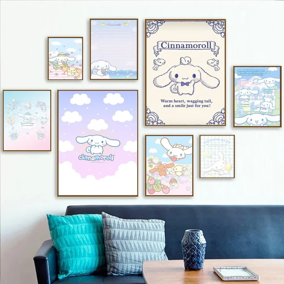 1PC Anime Sanrio Cinnamoroll Kawaii Plagery STRACERS ART WALL MARALS DECON HERBOR DECON DARKY