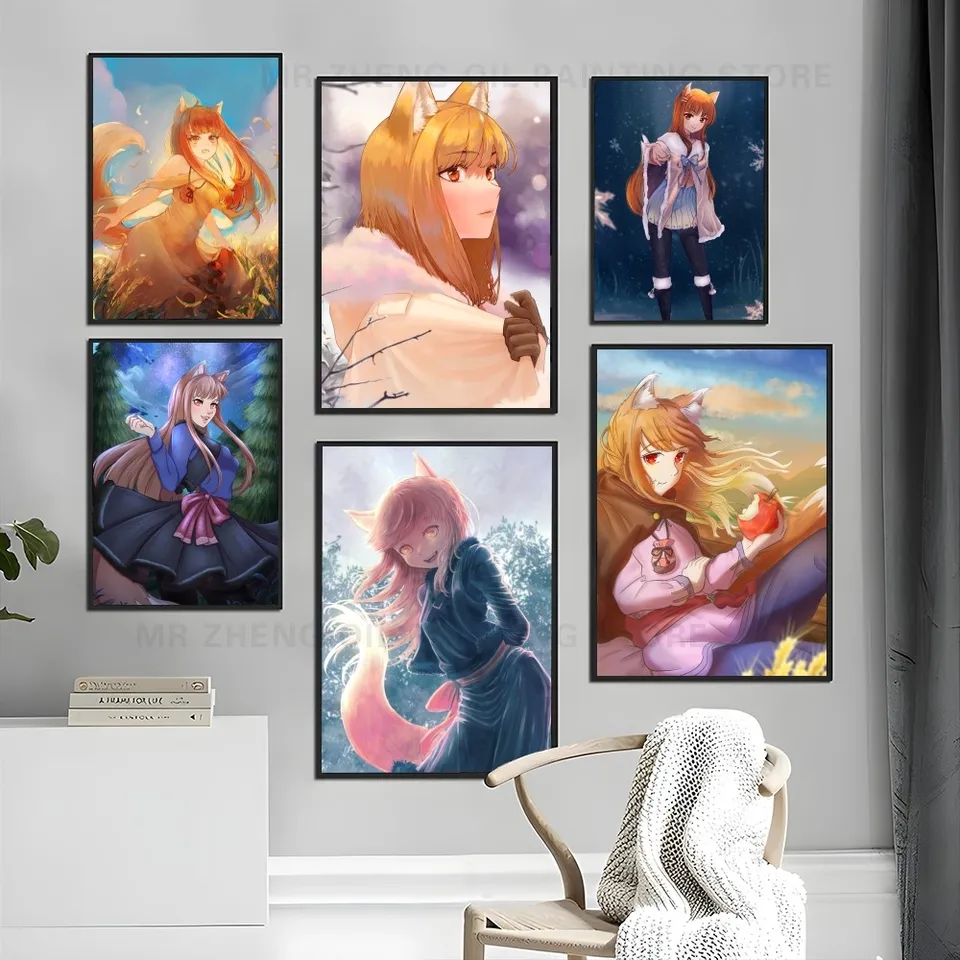 1pc Anime Spice a Wolf Horo Poster Self-pasívne umenie vodotesná papierová nálepka kaviareň kaviareň bar