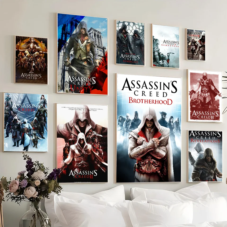 1PC Assassins Creed Plagát Movie Sticky Plagáty retro kraft papierová nálepka DIY ROOM BAR CAFE AESTHETICKÝ ART