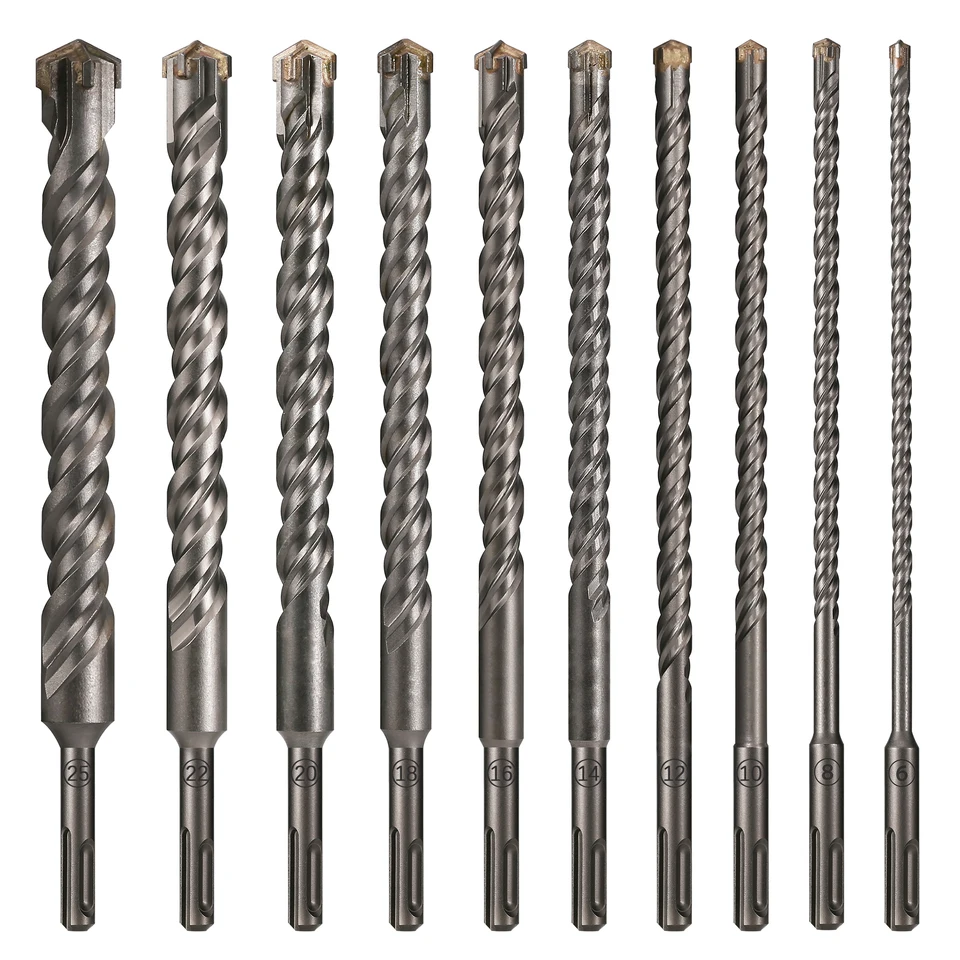 1pc betónové SDS plus 6-25 mm bit krížovú rezačku Double Auger Hammer 260 mm nástenné tehlové bloky Elektrické kladivo murivo bit