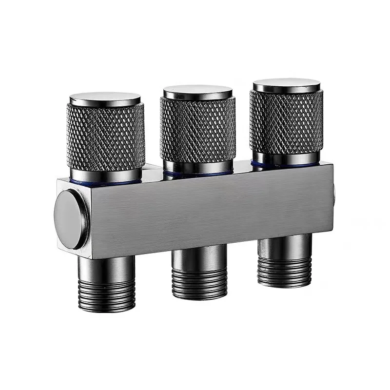1pc Bibcock One z troch výtokových uhlových ventilov mosadz 3-cestná/4-smerová vodná ohrievač toalety Multifunkčné vlákno faucetu G1/2 '