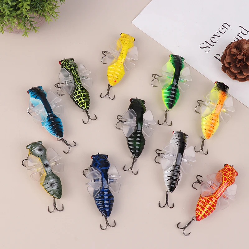 1pc Bionic Cicada Tvrdé ryby Láska na rybársku návnadu s vrtuľovým výškovým háčikom Top Water Tvrdé návnady pre zvýšenú rýchlosť úlovkov