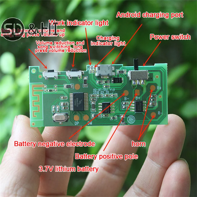 1pc Bluetooth Power zosilňovacia doska 5W Power zosilňovacia doska stereofónna výkonová doska Multifunkčný zvukový modul modulu AMP