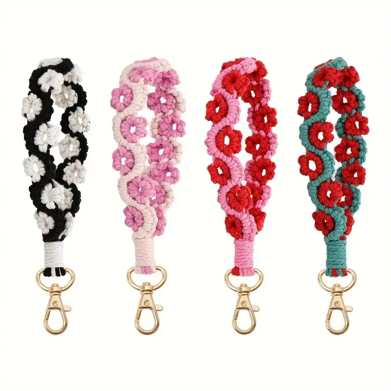 1pc boho kvetinový náramok telefónny šnúrka šnúrky roztomilý tkanie náramku kľúča reťaz s kabelkou kúzlo na uši puzdro kryt