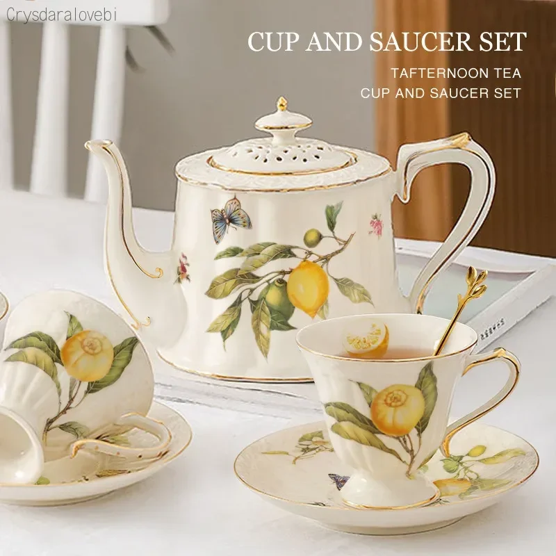 1PC Bone China Citron Teapot Coffee Chup Suck Set Nordic Kitchen Drinkware na narodeniny svadobná káva čaj