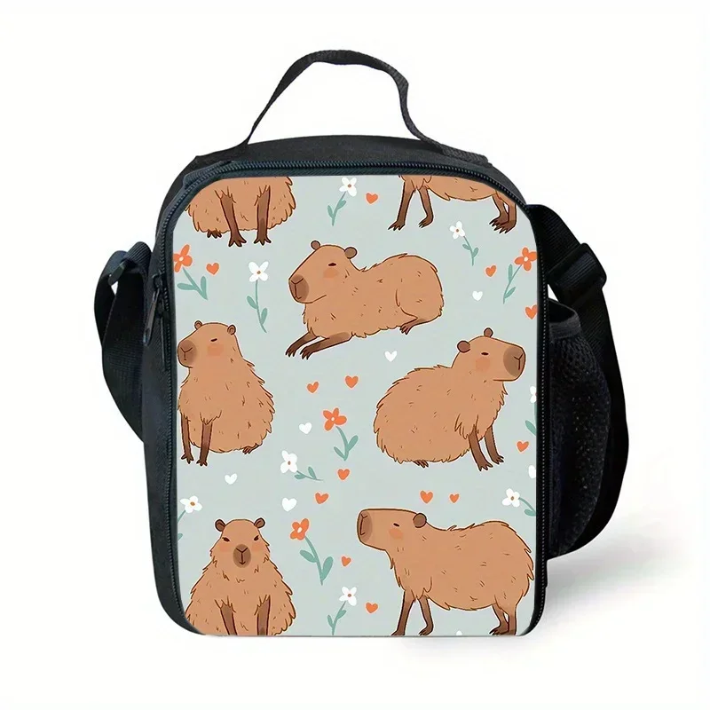 1PC Boy's Kawaii Capybra Tlač izolovanej obedovej tašky, prenosná nepremokavá a netesná taška Bento pre vonkajší piknik