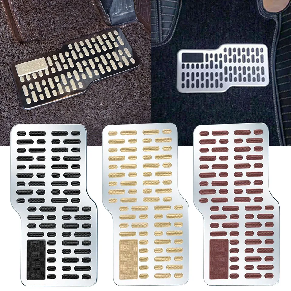 1PC Car Foot REST Pedal doska podlahová podlaha koberec Mat Anti-Slip Z Tvar z nehrdzavejúcej ocele Pätná podložka automobil SUV SUV Čierna béžová káva