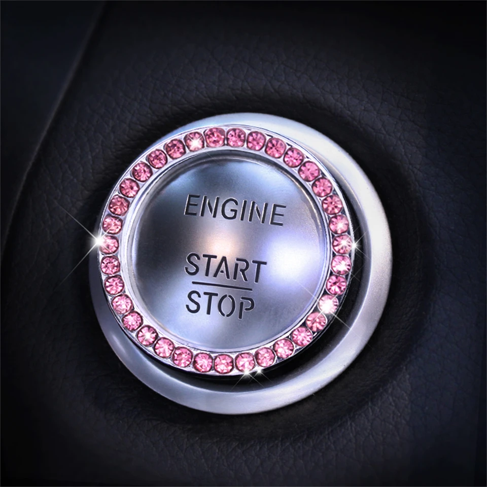 1PC Car Keyring Dekoratívna nálepka Auto umelý diamantový nálepka 3D spínač pre automatický styling