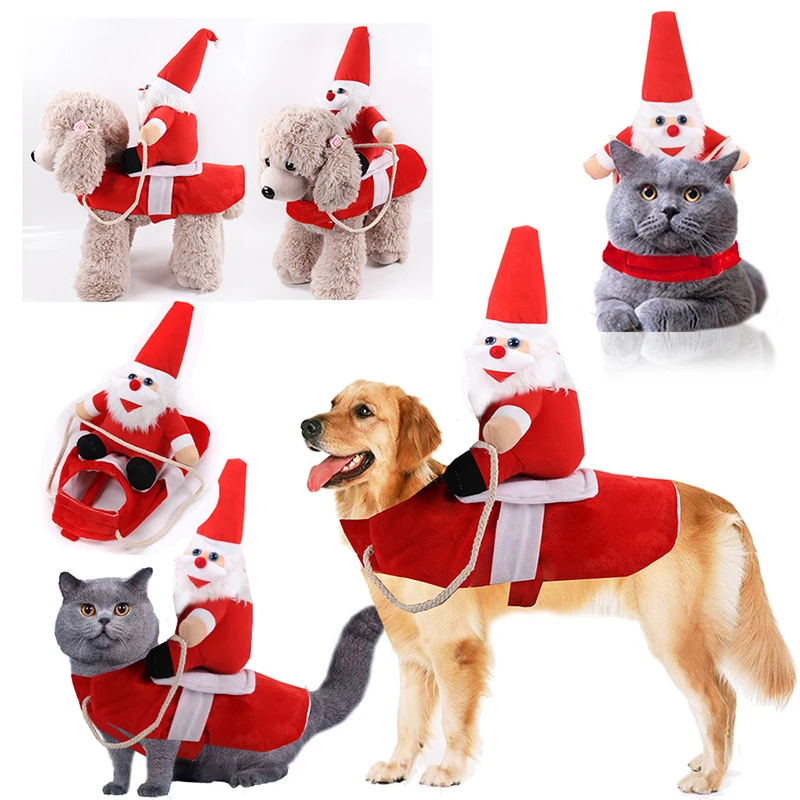 1PC Cartoon Dog Cat Halloween vianočné kostýmy Cowboy Rider Dog Cat Costume Funny Dog Cat