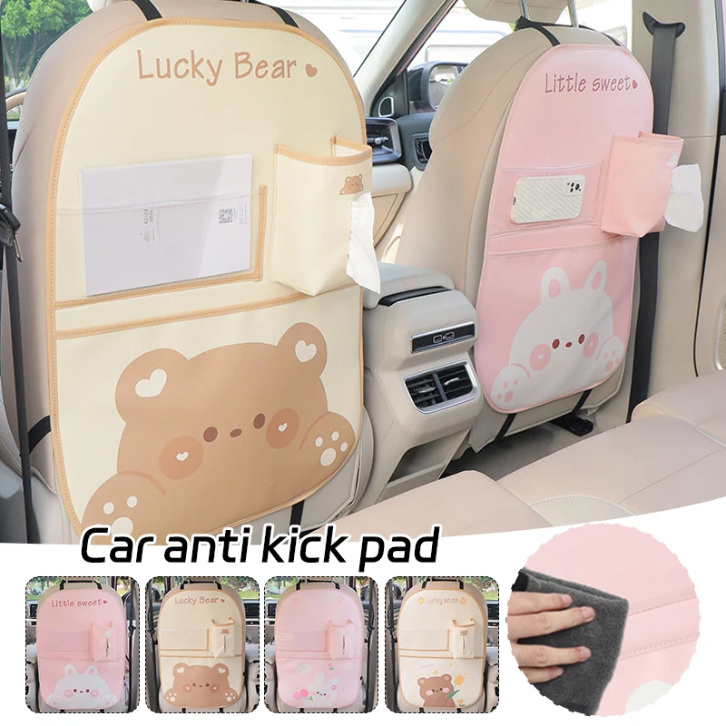 1PC Cartoon Kid Anti-Kick Pad Automatické príslušenstvo Automatické príslušenstvo Ochrana sedadla Ochrana proti kopu rohož s skladovacím vreckovým tkanivovým boxom vodotesná