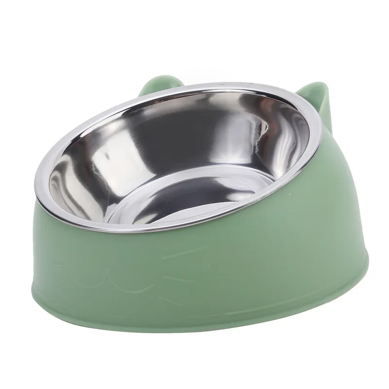 1PC Cat Bowl Krásne kreatívne sklonené mačiatko Štepky na kŕmenie misiek z nehrdzavejúcej ocele Pity kŕmne domáce zvieratá mačky kŕmne