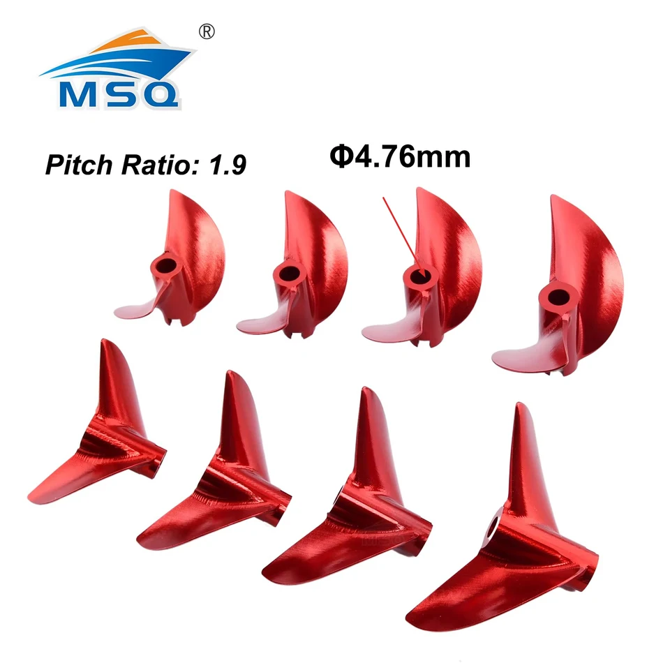 1pc CNC 4,76 mm 3/16 '' Červená hliníková vrtula 2 čepele skrutka vľavo/doprava D38 mm až D52 mm pre čln člna kreviet RC