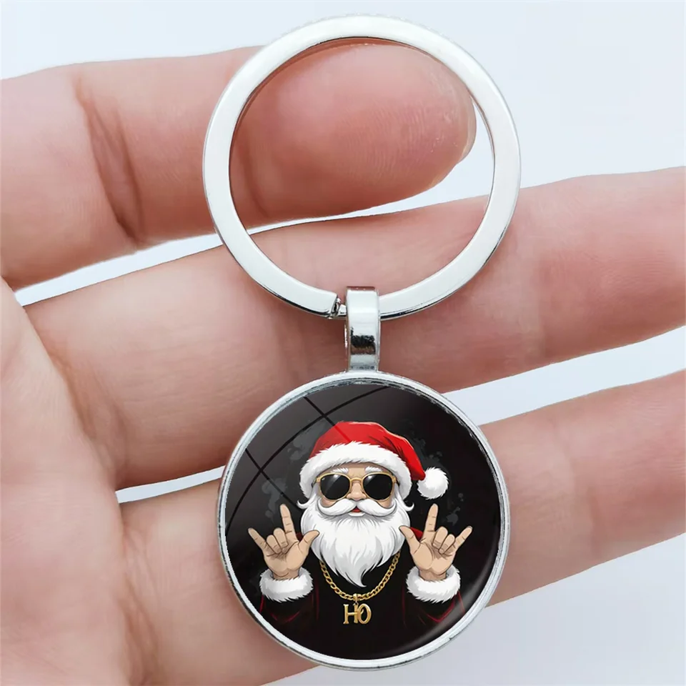 1PC Cool Santa Claus Keychain Street z Alloy Time Gemstone Keychain prívesok vianočné šperky darček
