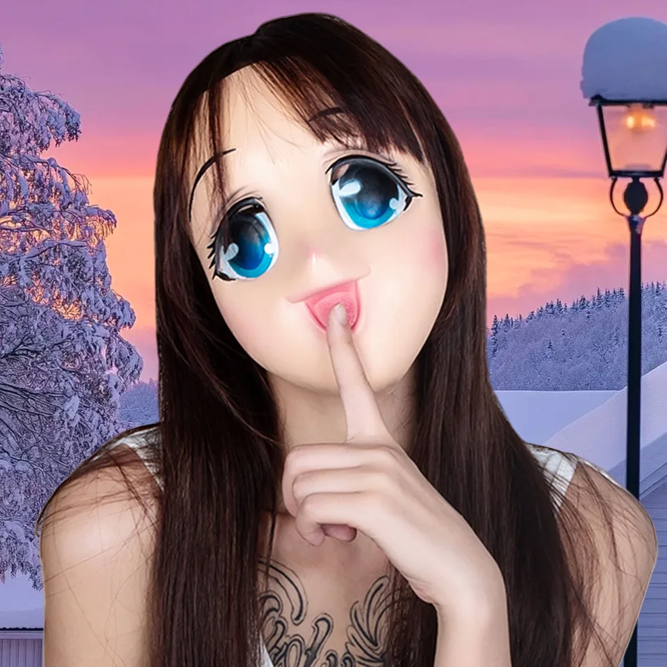 1pc cosplay kigurumi napoly tvár latexová maska ​​Maska sexy roztomilé veľké oči loli masky kreslená postava lolita comic-con plná tvár prilba