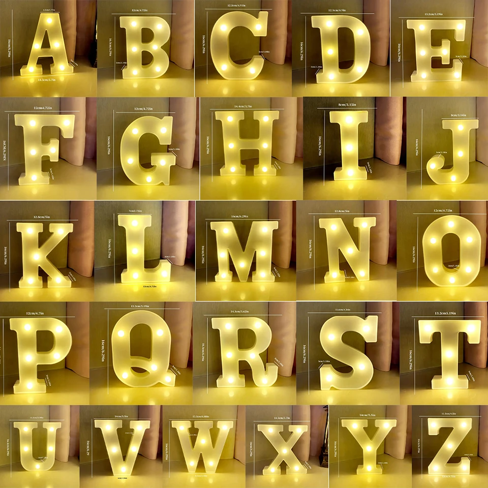 1pc dekoratívne písmeno LED svetlo emitujúce dekorácie batérie Nočné svetlo používané pre rodinné svadby narodeniny strany Letter Lights Lights