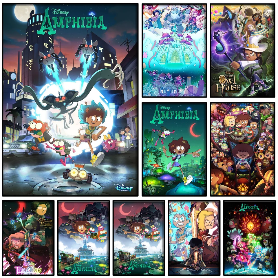 1pc Disney Animation Amfibia Platget Self-pasting Art Witerproof Paper Sticker Coffee House Bar Izba Decor Decor
