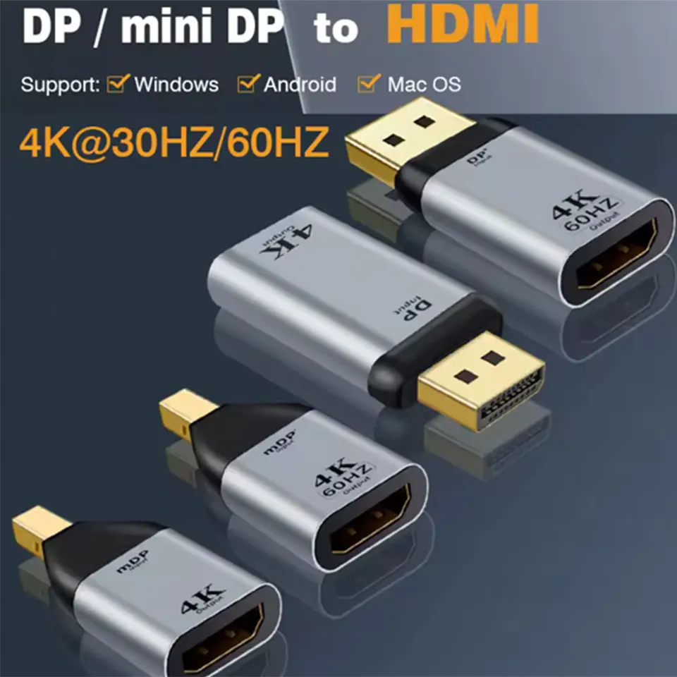 1pc DP1.2 až HDMI2.0 Káblové mini DP 1.2 až HDMI 2.0 Video adaptér 4K@60Hz DisplayPort Adapter pre monitor projektora PC laptop projektor